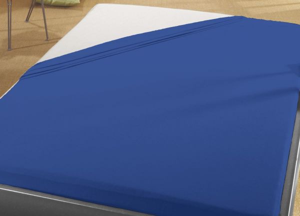 Jersey Spann Betttuch 180x200 cm  bis  200x200 cm für Matratzengröße  100% Baumwolle  royal blau