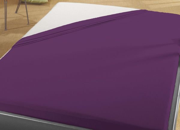 Jersey Spann Betttuch 140x200 cm  bis  160x200 cm für Matratzengröße  100% Baumwolle  violett