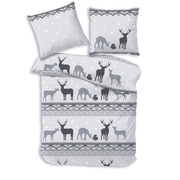 Biber Bettwäsche 2tlg. 135/200 cm 47948-415 Elch silber