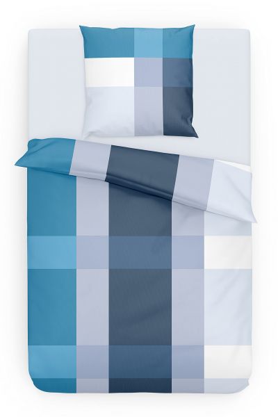 Träumschön Biber Bettwäsche 2tlg. 155/220 cm Karo petrol weiss