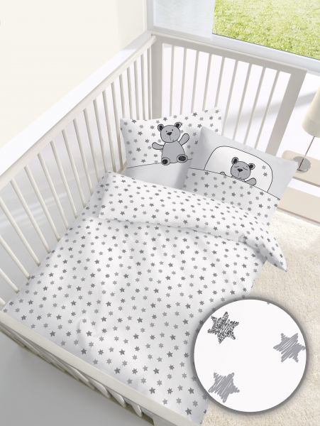 Biber Baby Bettwäsche 100/135 cm 27995-1 Teddy silber